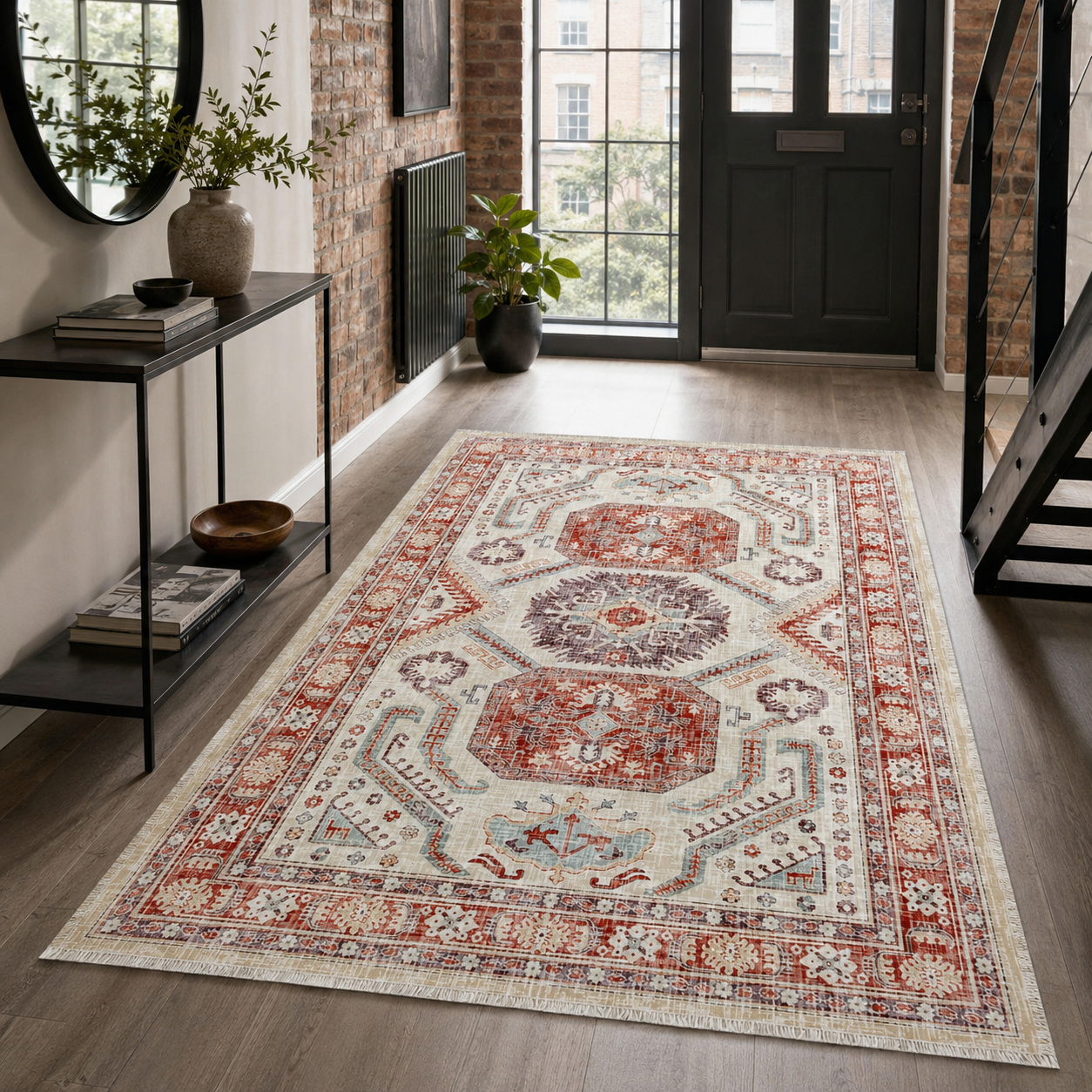 RW7109 washable chenille rug texture and pattern detail