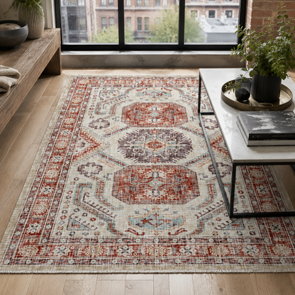 RW7109 washable chenille rug texture and pattern detail
