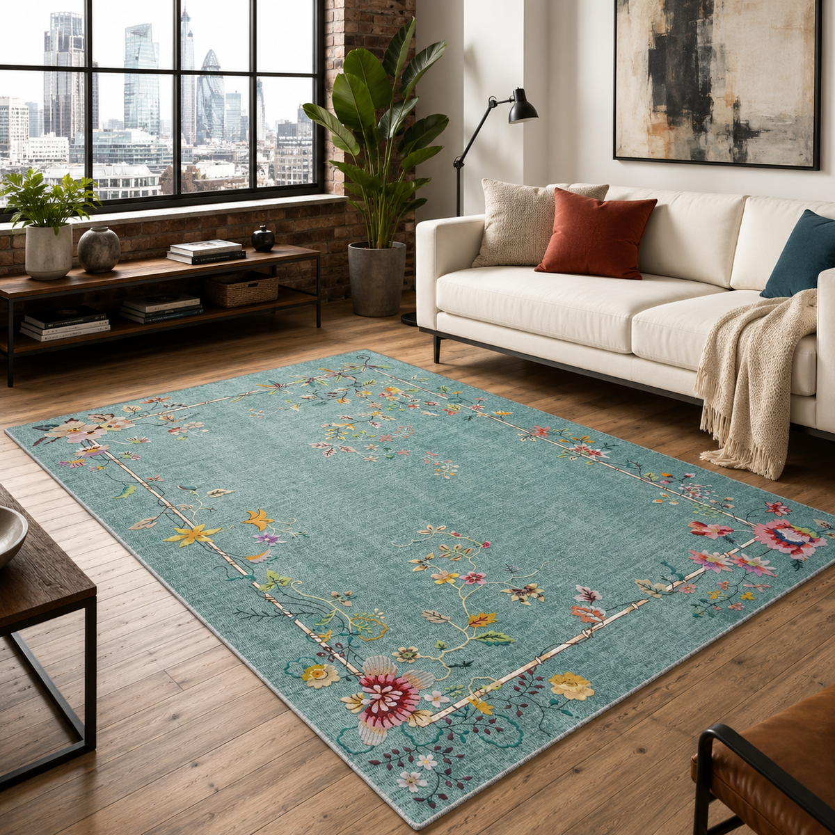RW7113 washable chenille area rug