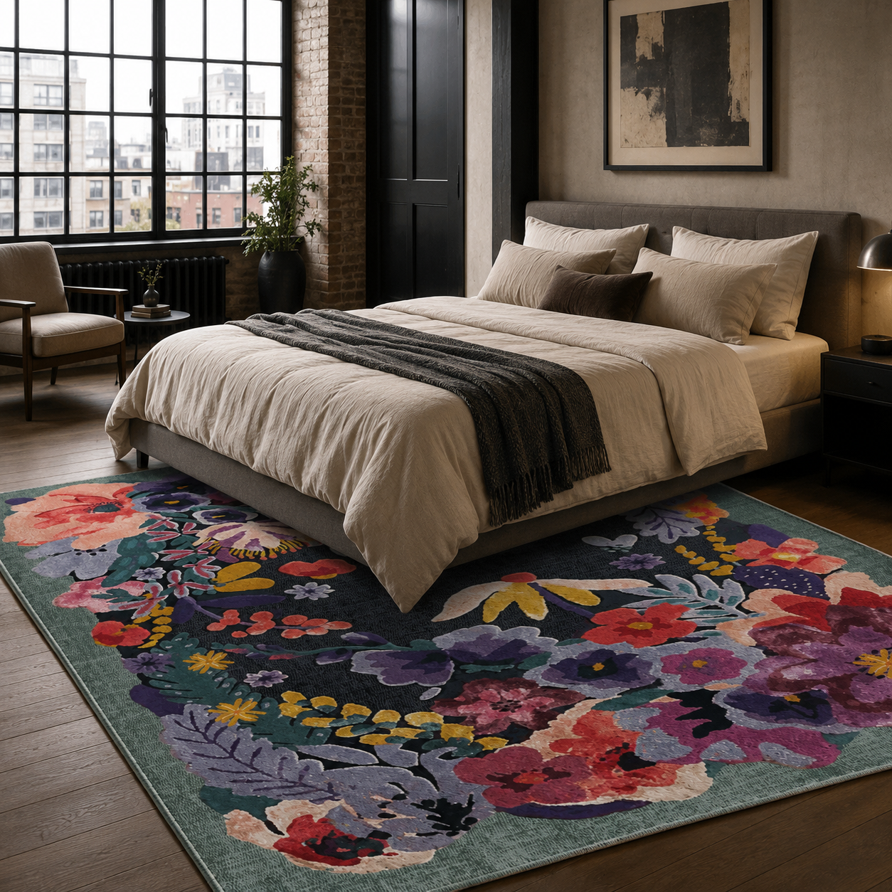 RW7114 washable chenille rug texture and pattern detail