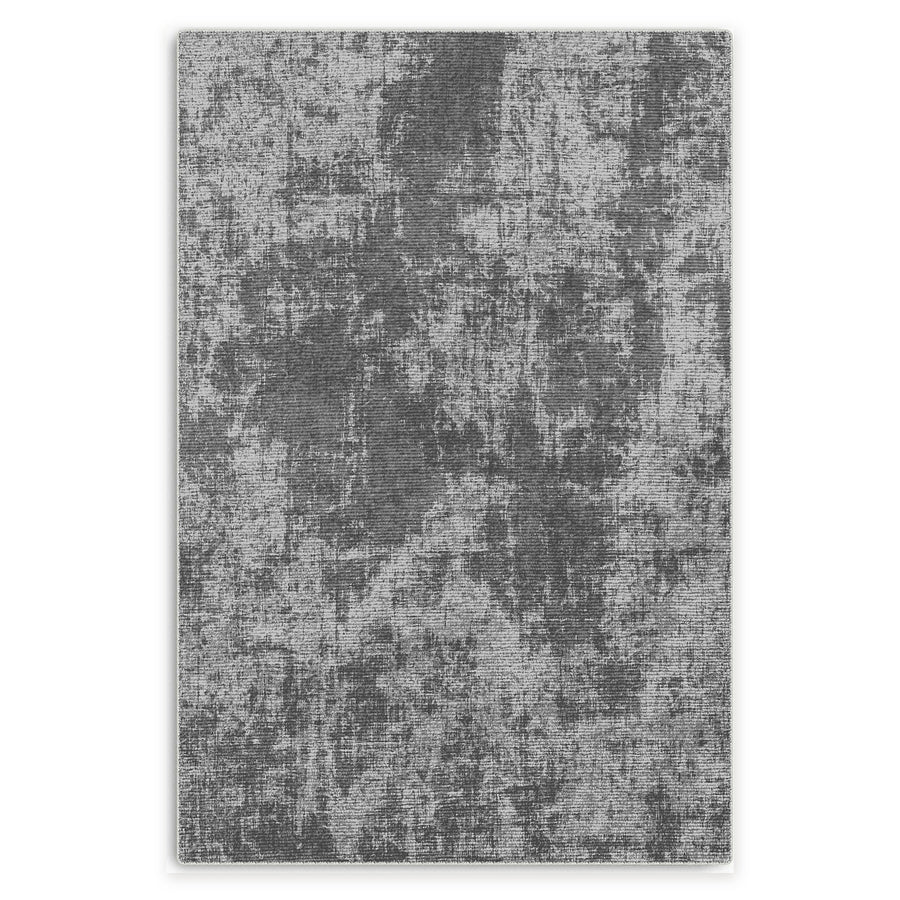 Balanced Linework Silver Grey Modern Washable Rug