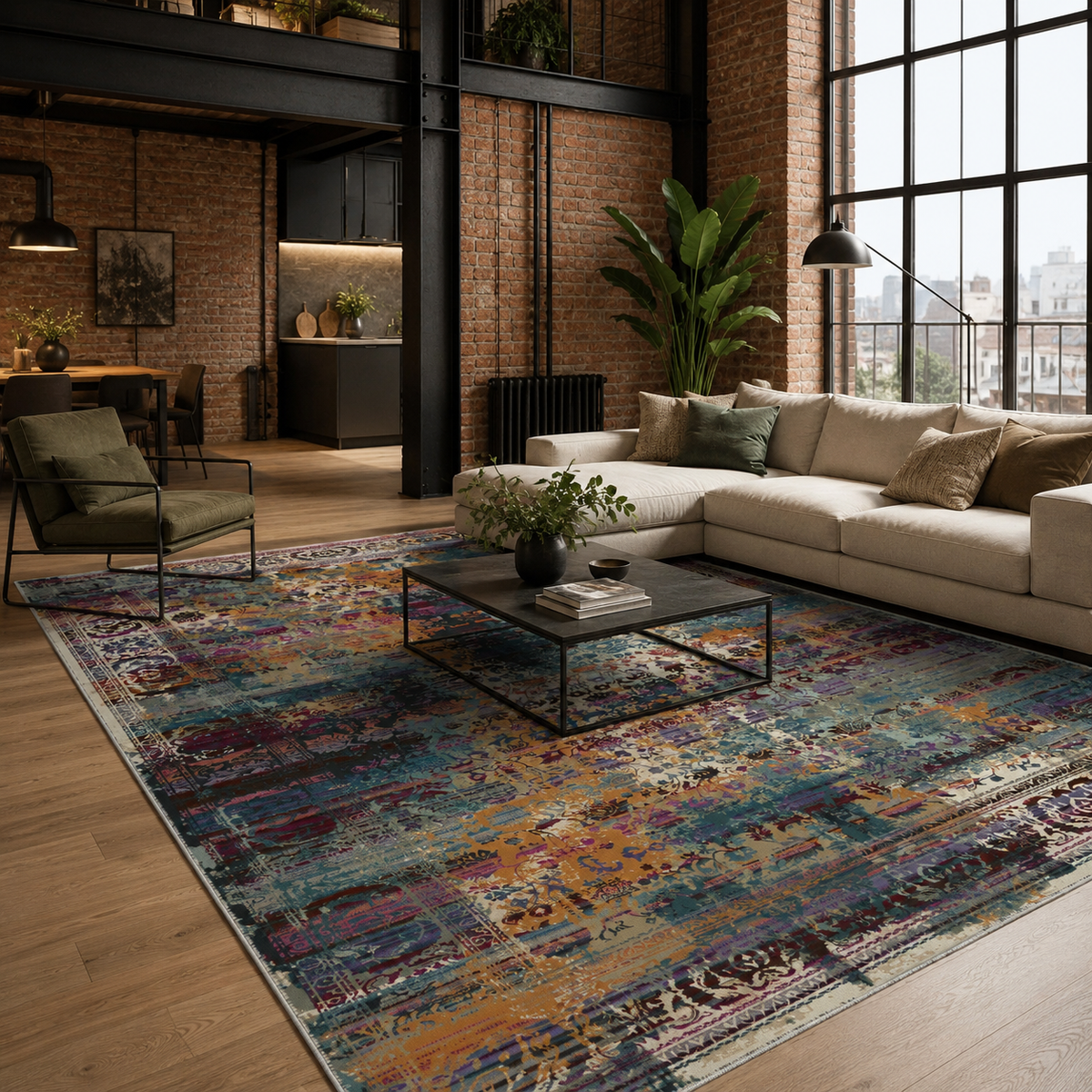 RW7118 washable chenille area rug