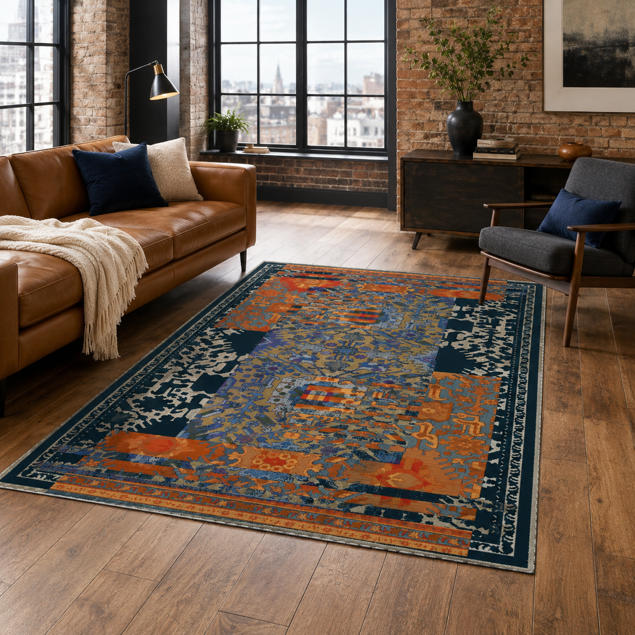 RW7119 washable chenille rug texture and pattern detail