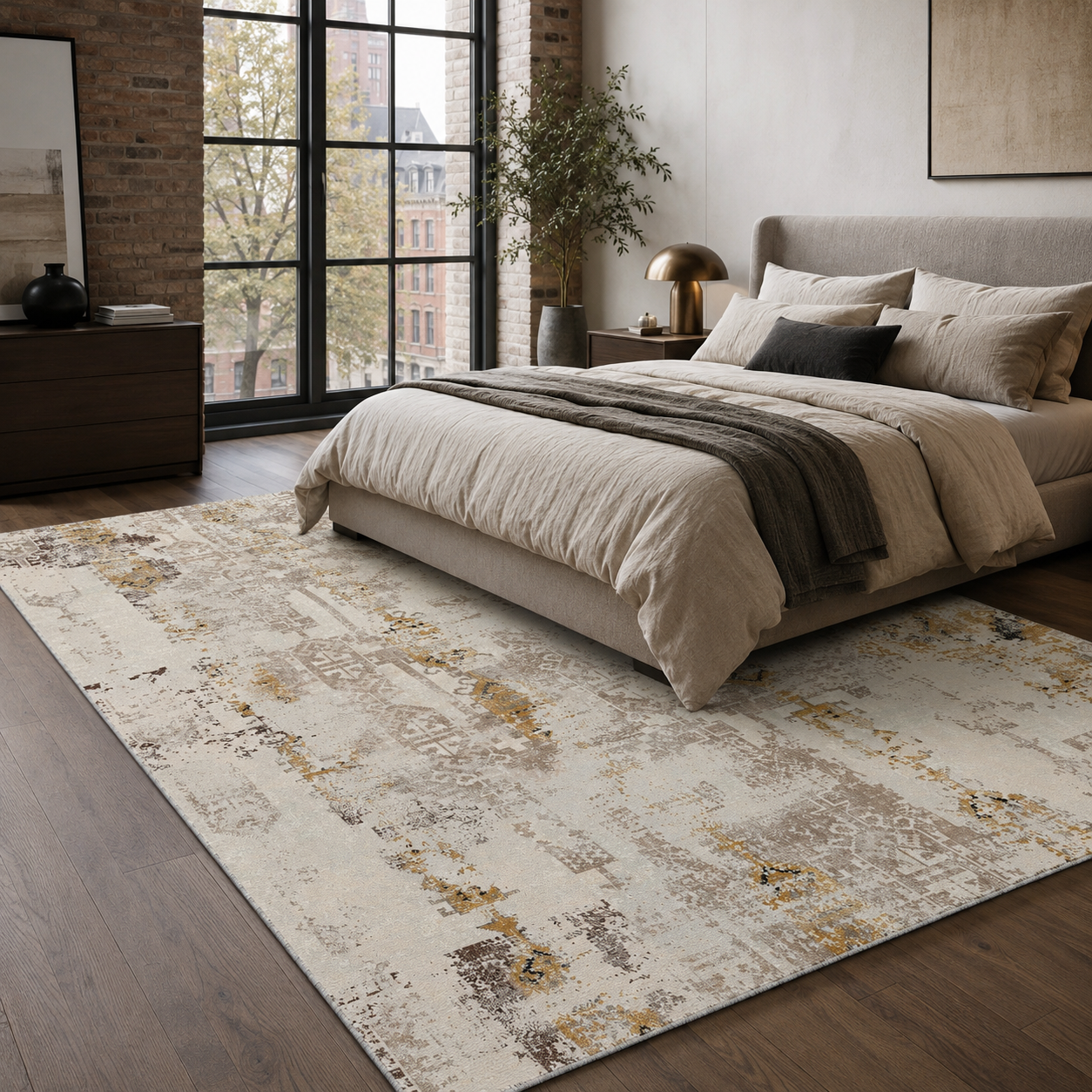 RW7121 washable chenille rug texture and pattern detail