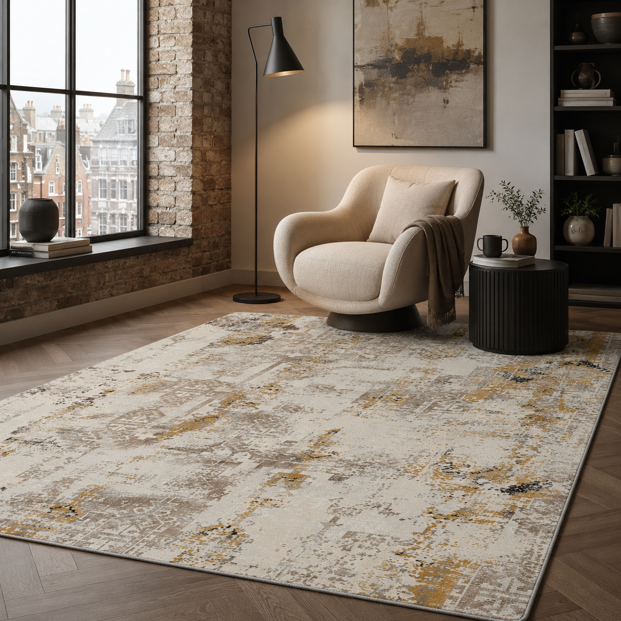 RW7121 washable chenille rug texture and pattern detail