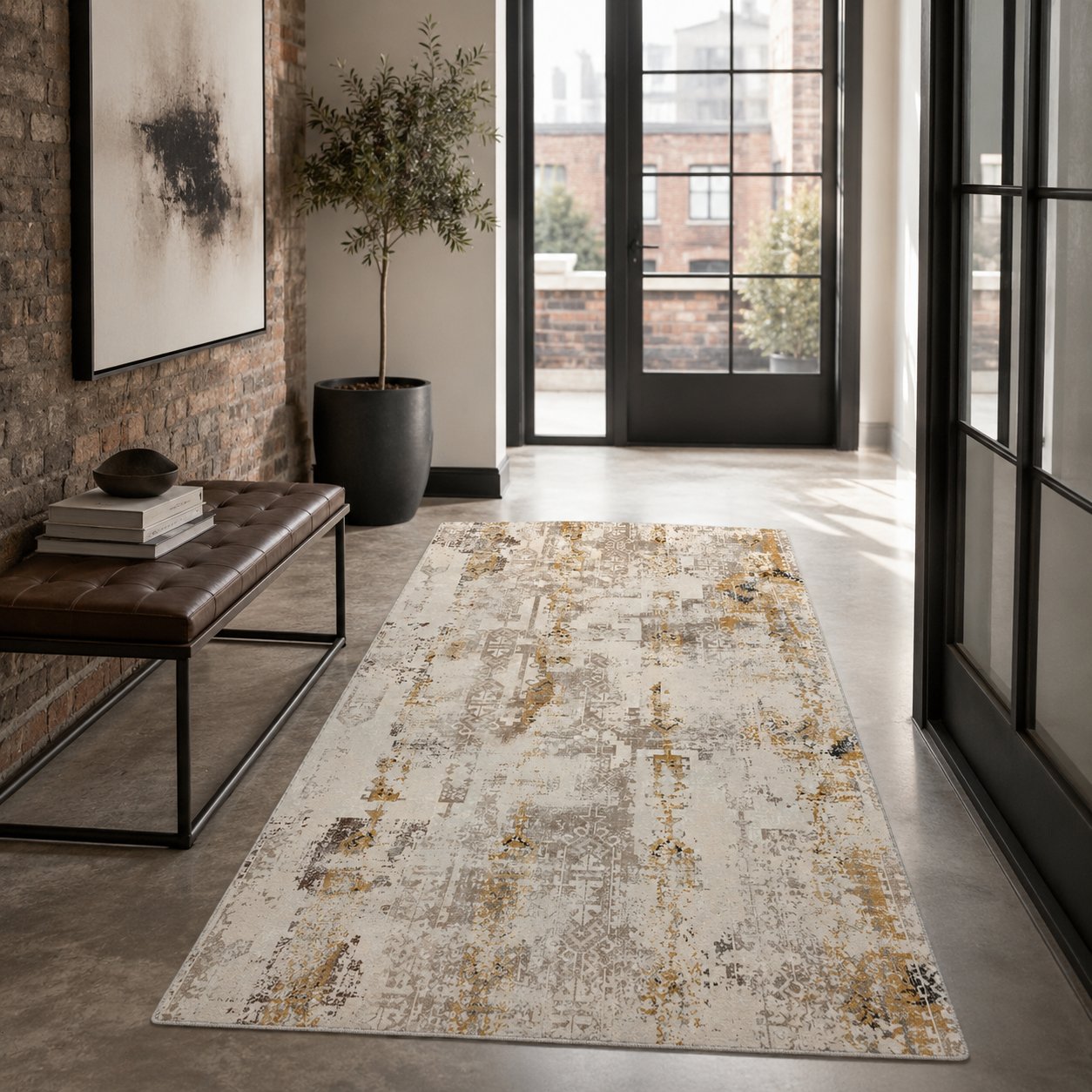 RW7121 washable chenille rug texture and pattern detail