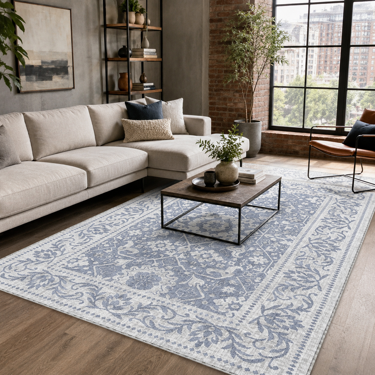 RW7124 washable chenille rug texture and pattern detail