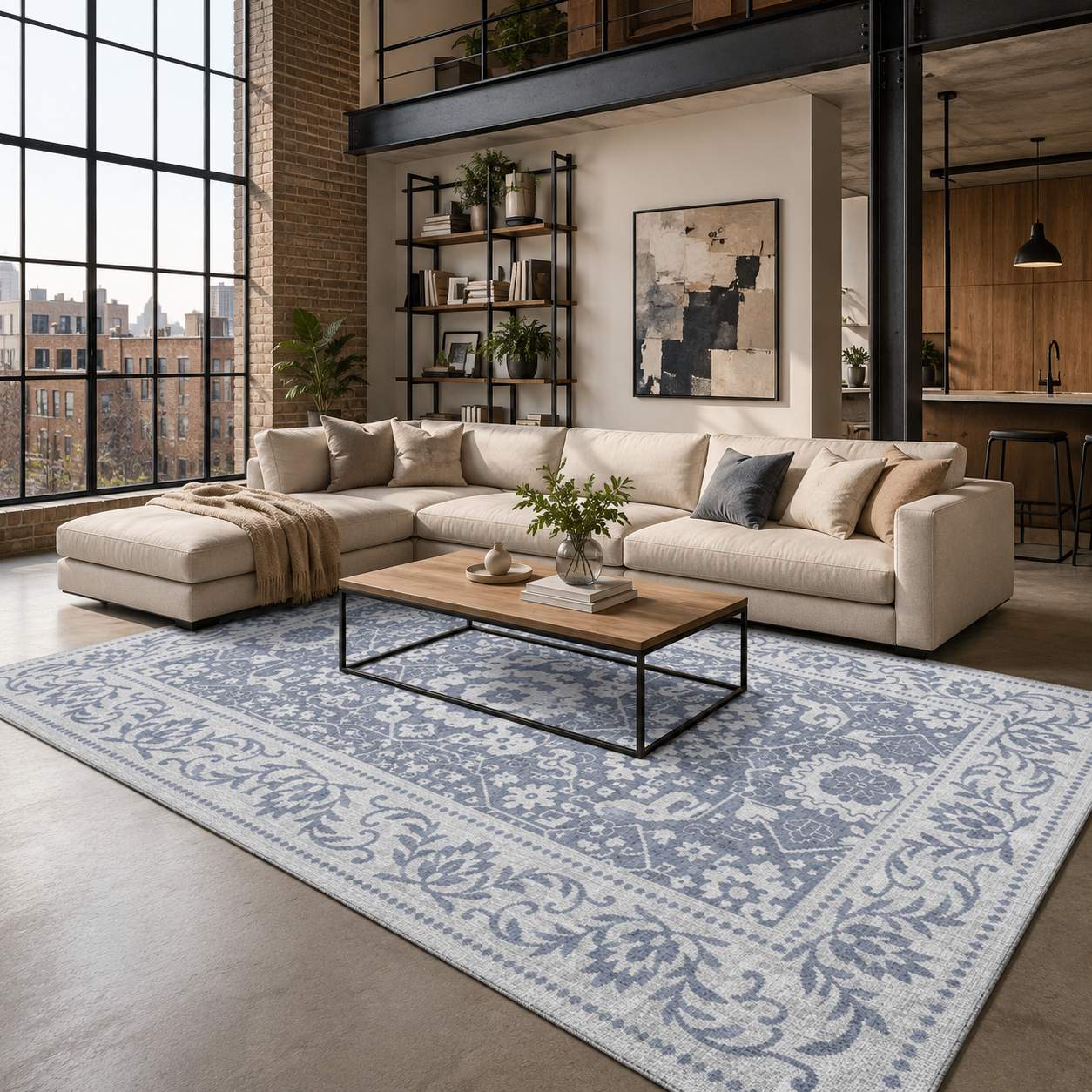 RW7124 washable chenille rug texture and pattern detail