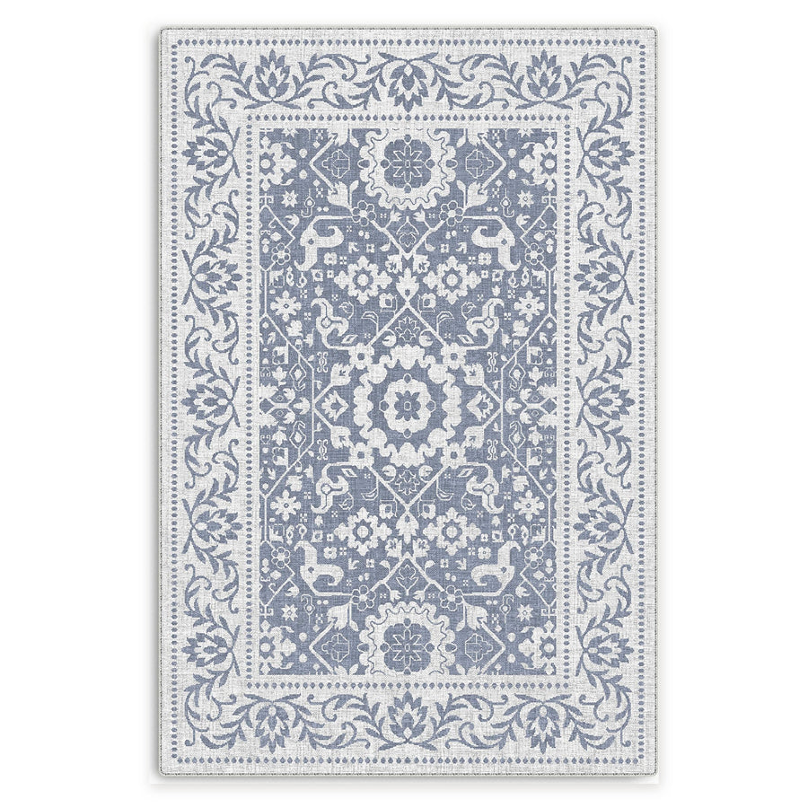 Hereke Navy traditioneller waschbarer Teppich