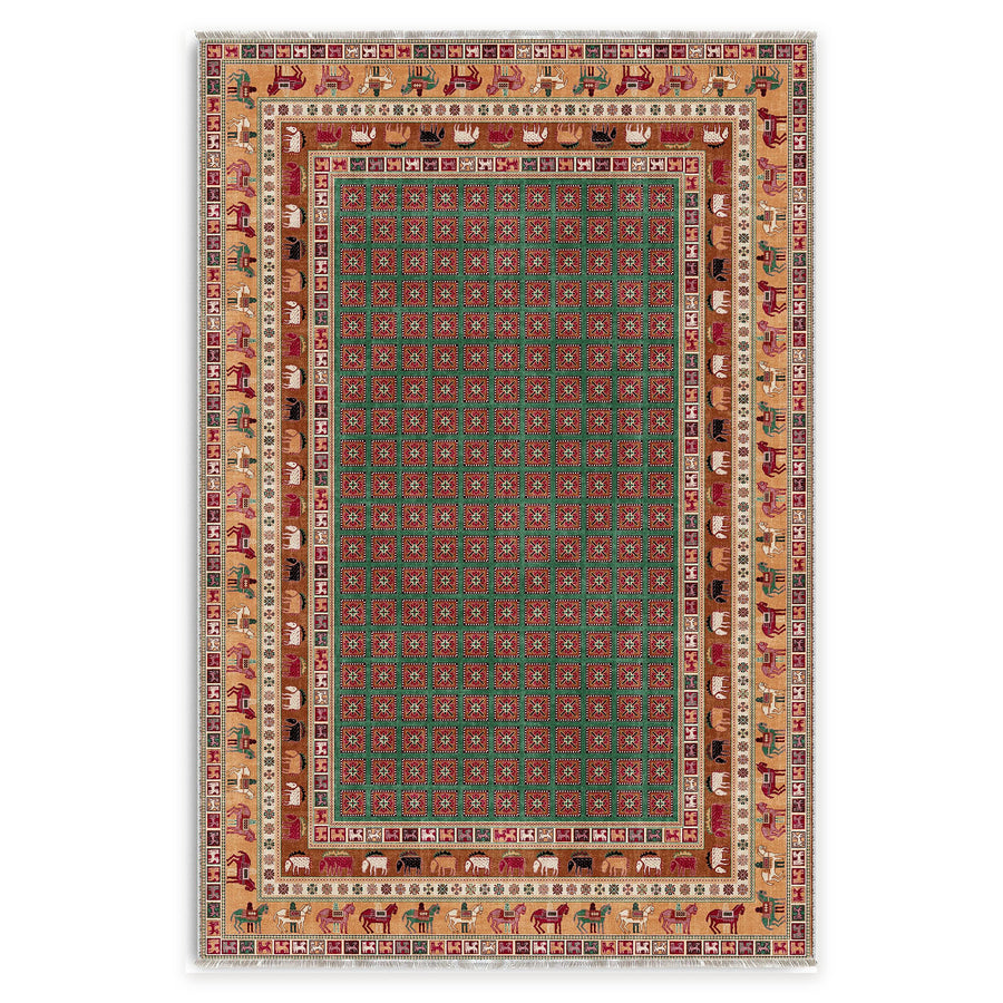 Balanced Arch Deep Blue Traditional Washable Rug