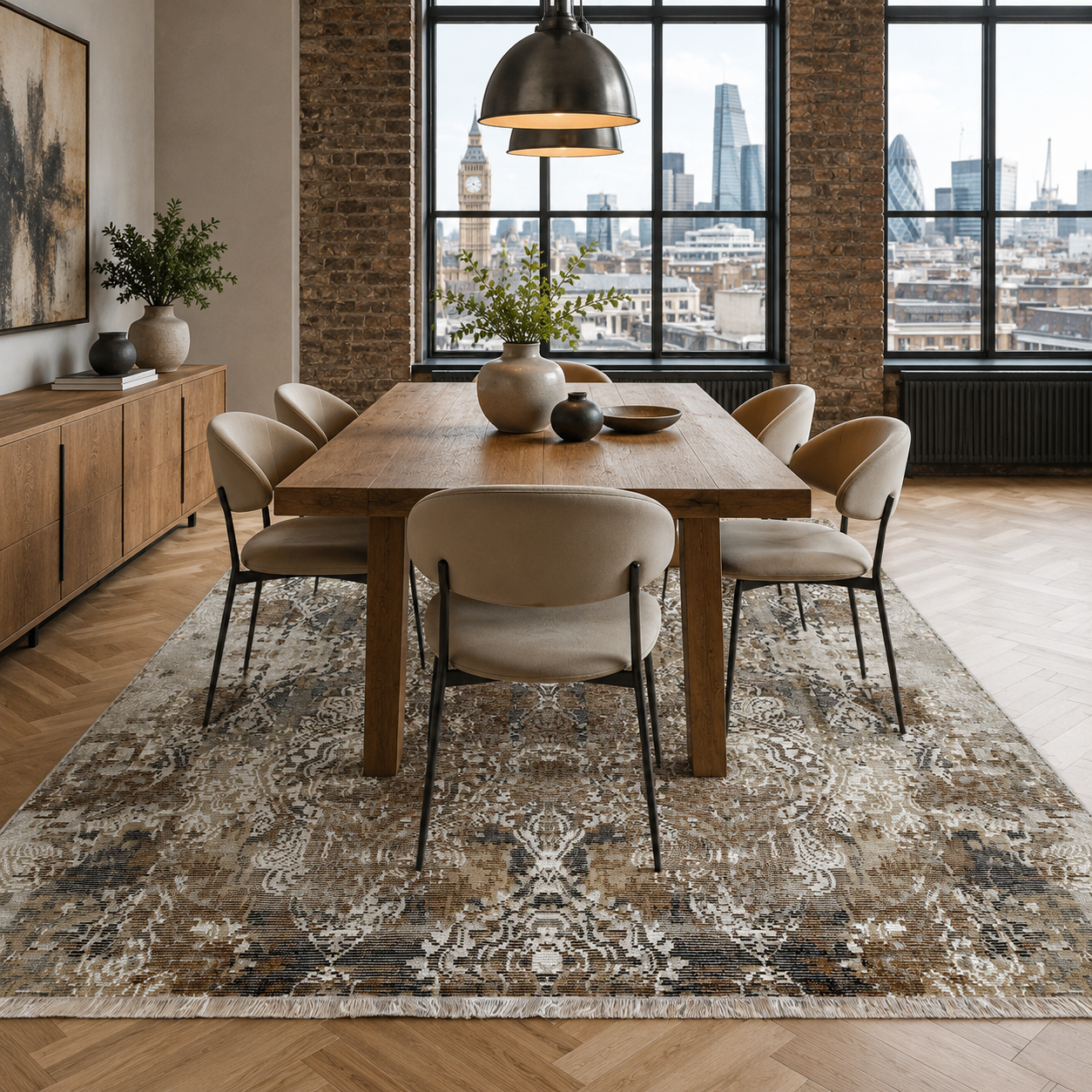 RW7132 washable chenille rug texture and pattern detail
