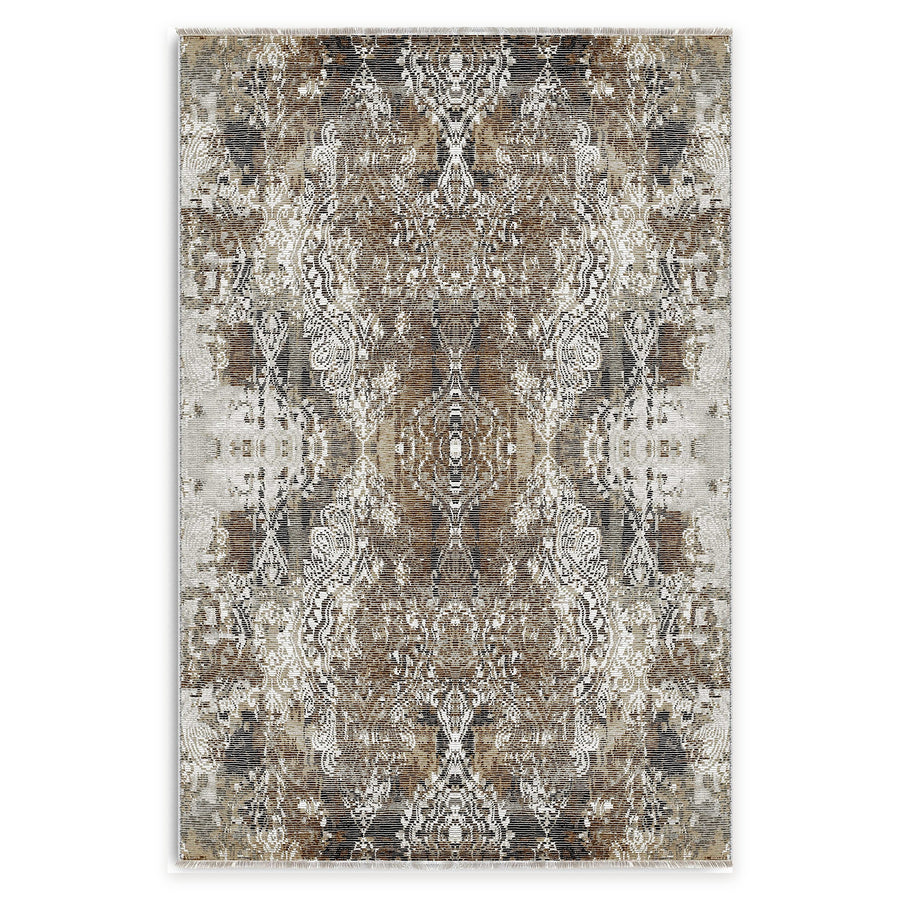 Subtle Medallion Taupe Traditional Washable Rug