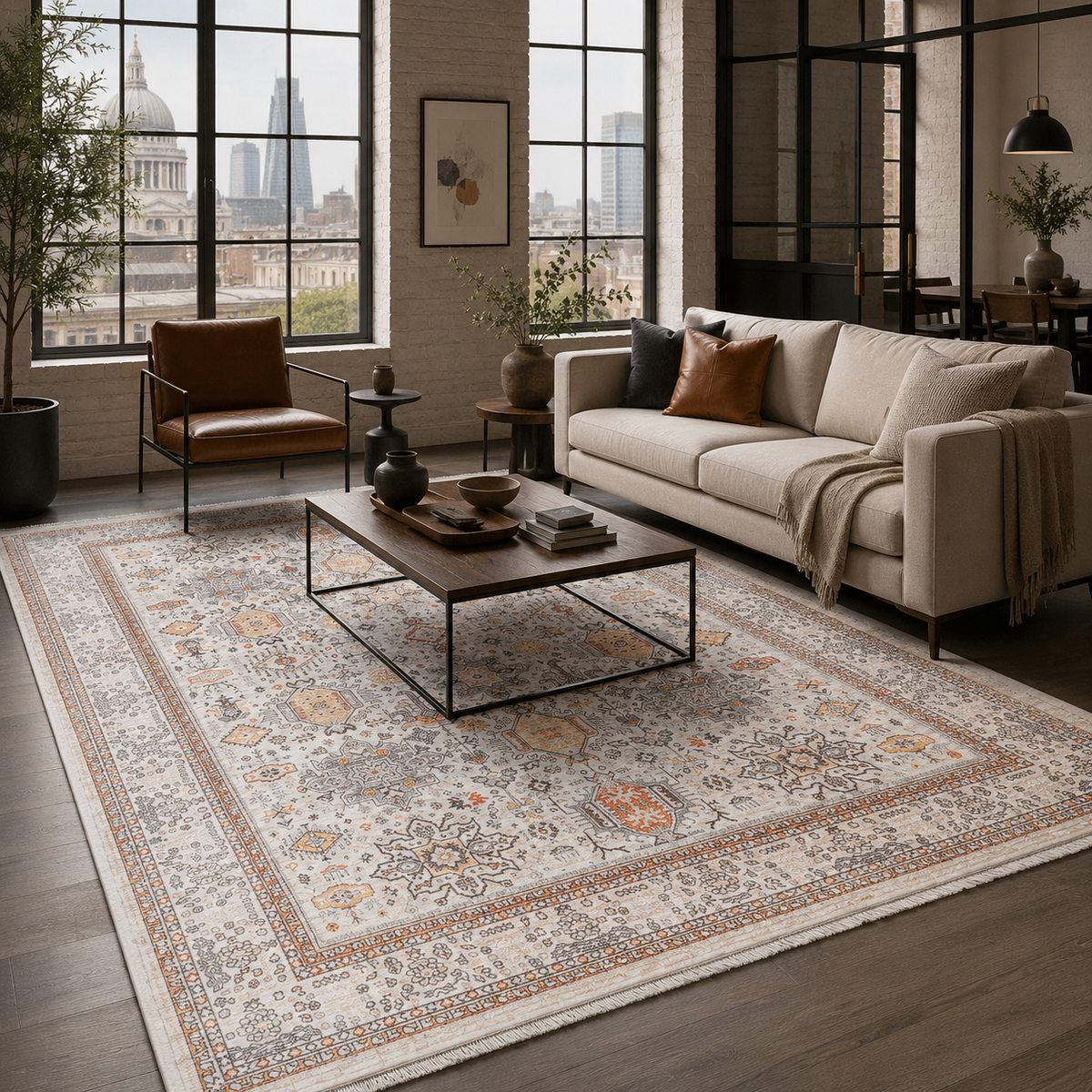 RW7144 washable chenille area rug