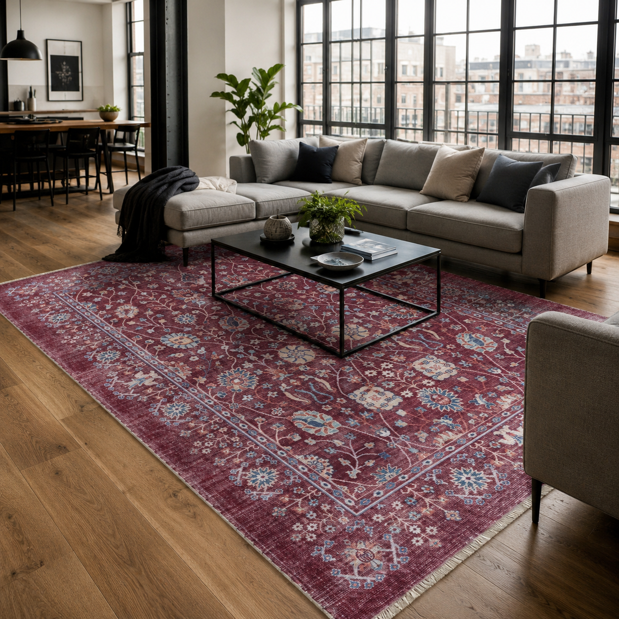 RW7146 washable chenille rug texture and pattern detail