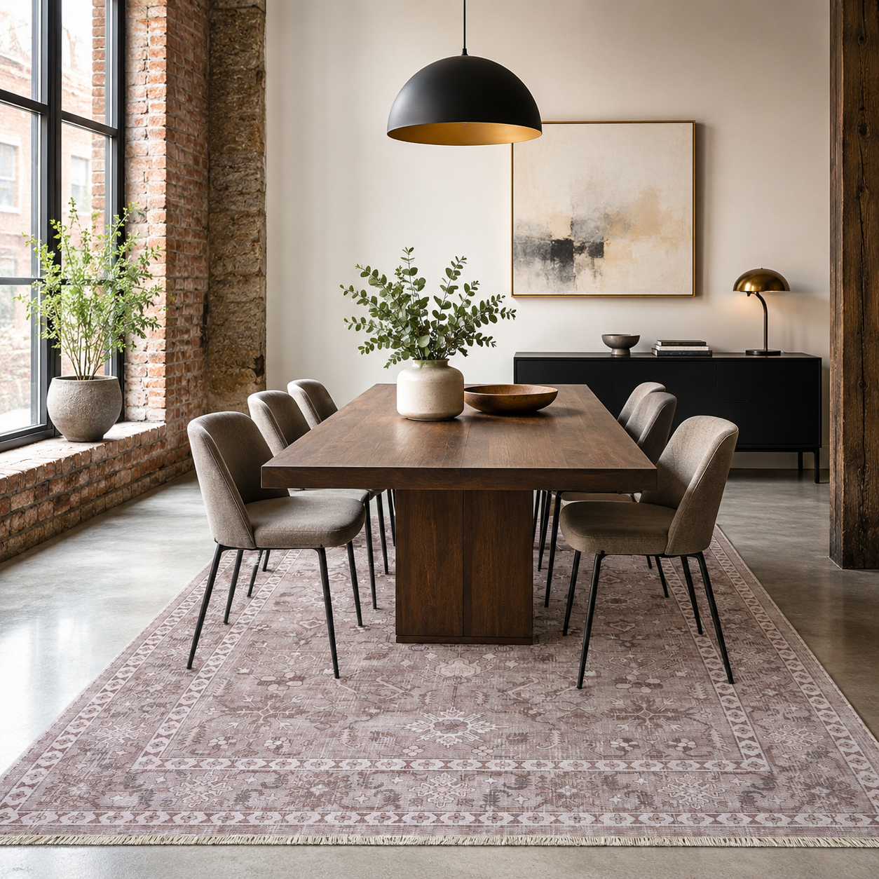 RW7148 washable chenille rug texture and pattern detail