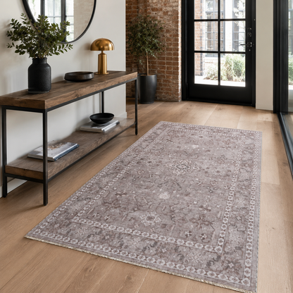 RW7148 washable chenille rug texture and pattern detail