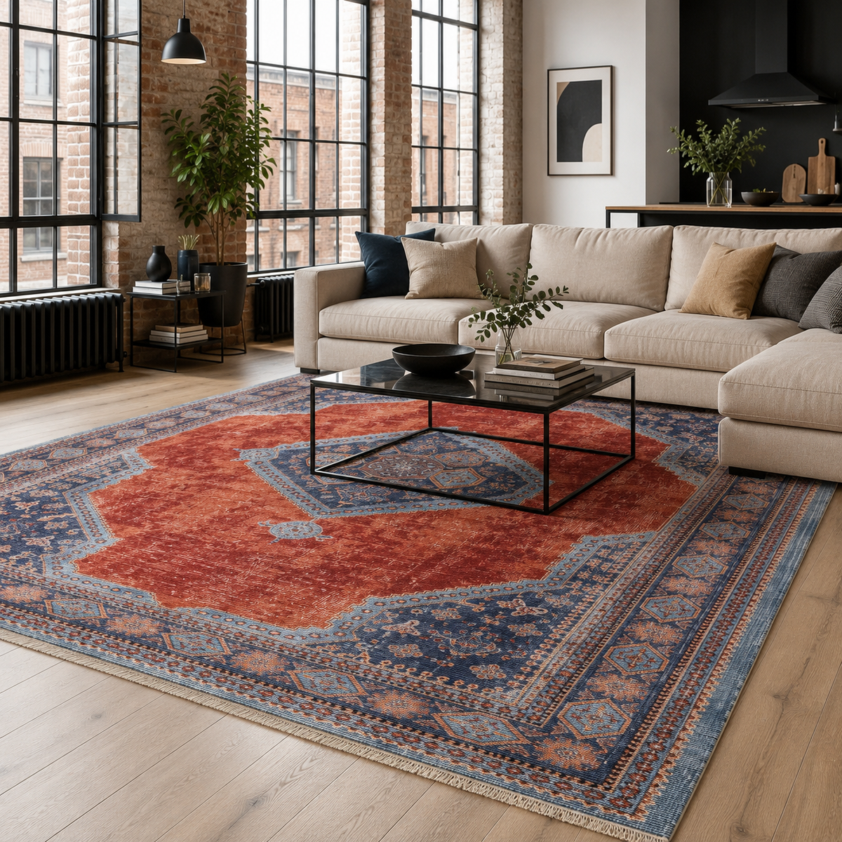 RW7149 washable chenille rug texture and pattern detail