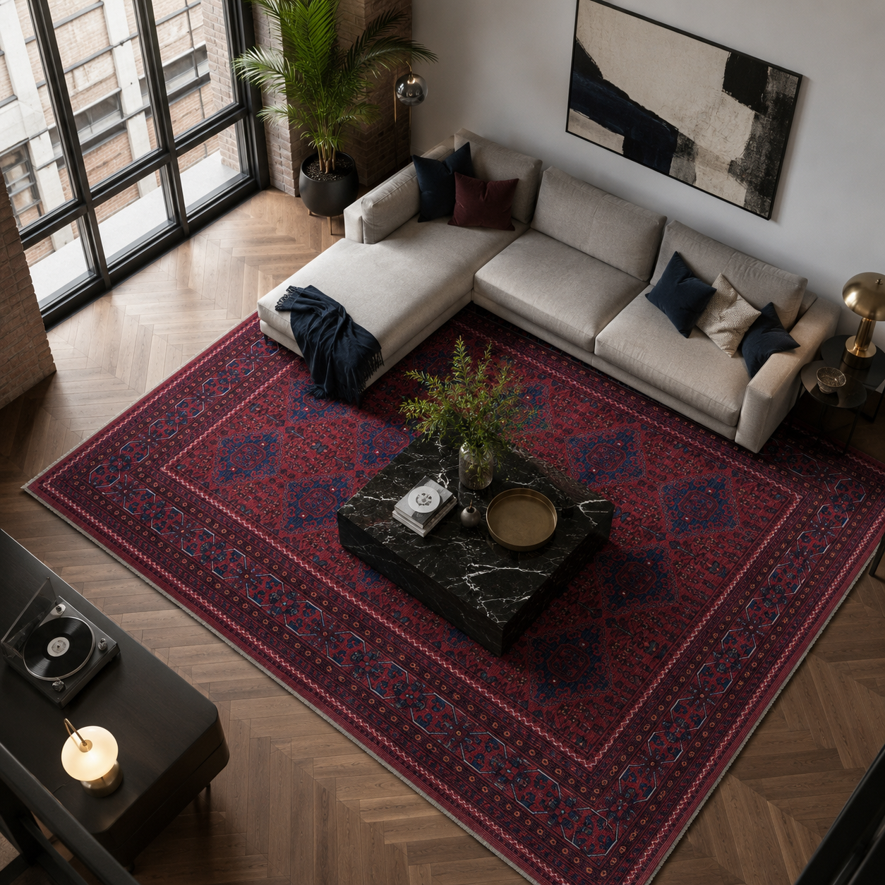 RW7152 washable chenille rug texture and pattern detail