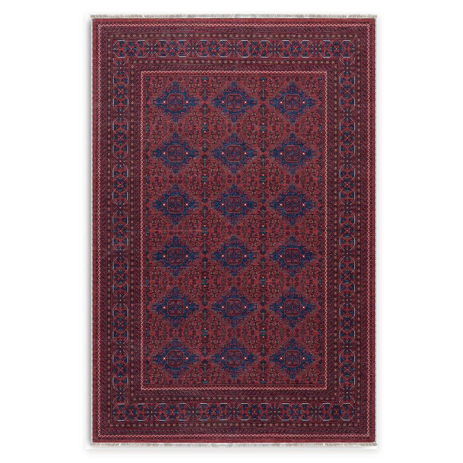 Strong Heritage Deep Red Washable Rug