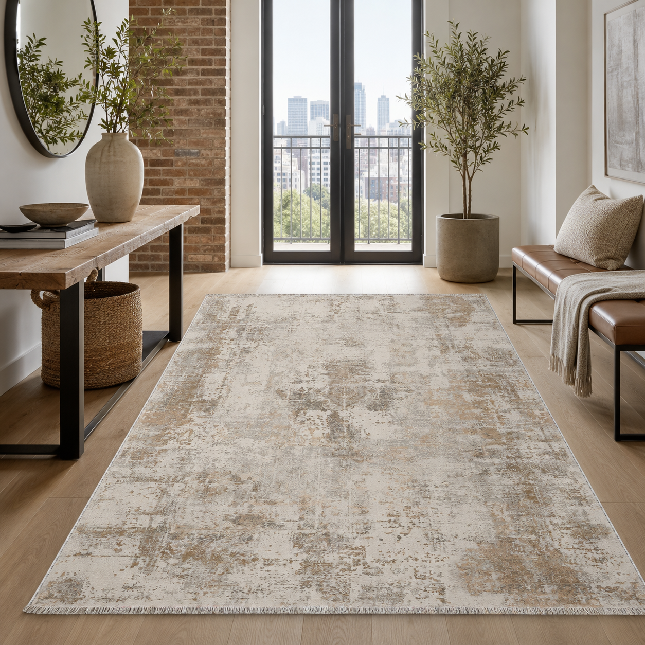 RW7153 washable chenille rug texture and pattern detail
