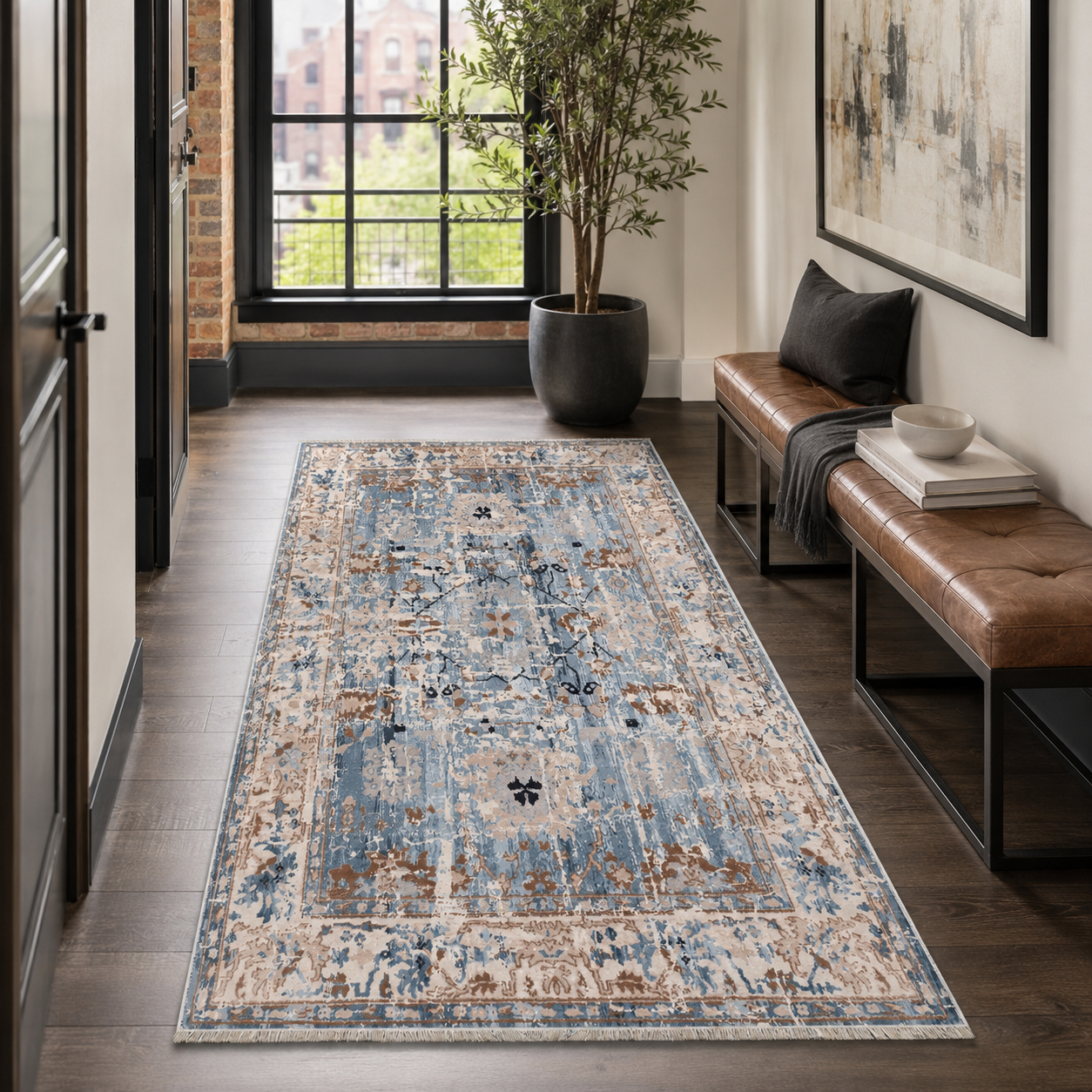 RW7155 washable chenille rug texture and pattern detail