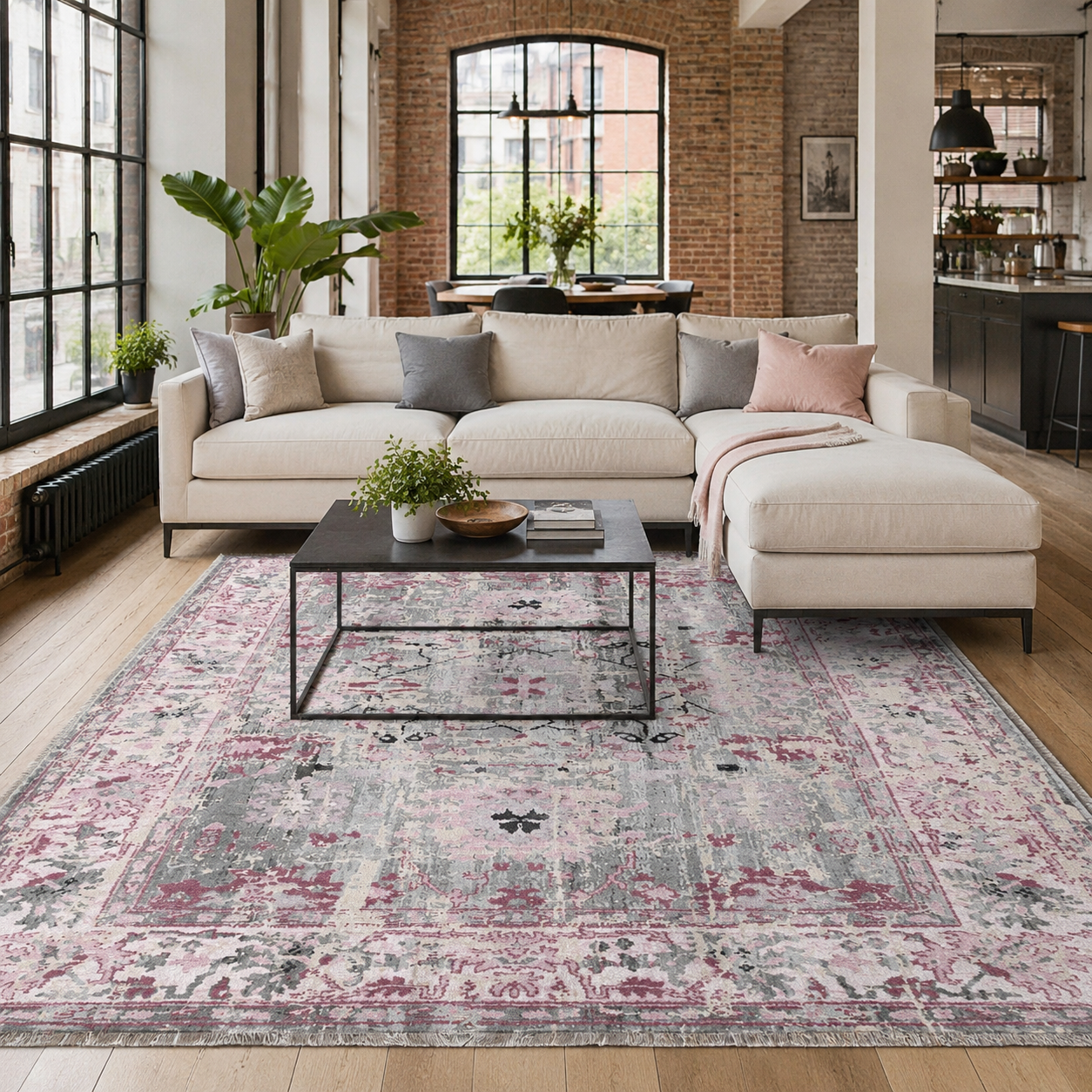 RW7156 washable chenille rug texture and pattern detail