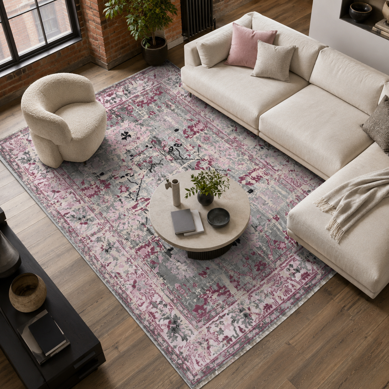 RW7156 washable chenille rug texture and pattern detail