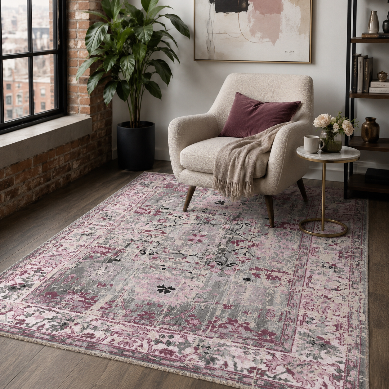 RW7156 washable chenille rug texture and pattern detail