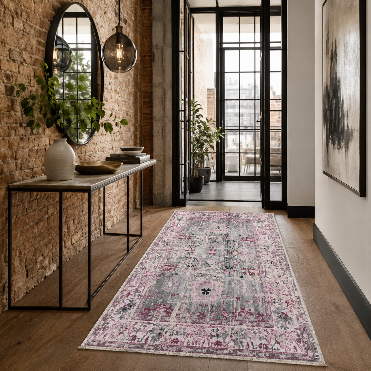 RW7156 washable chenille rug texture and pattern detail