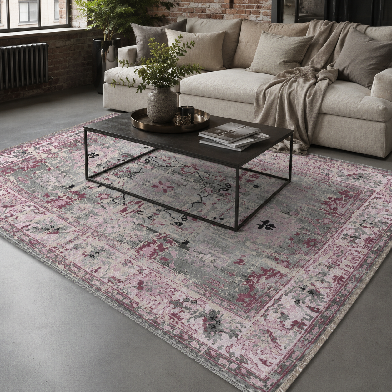 RW7156 washable chenille rug texture and pattern detail