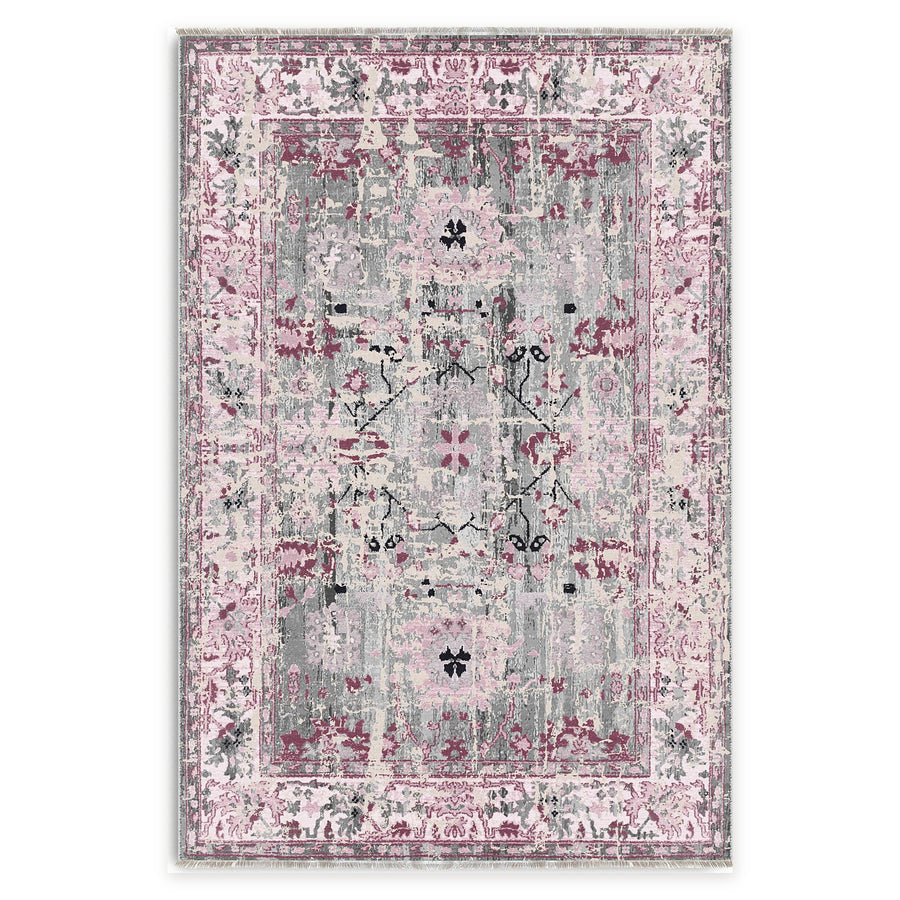 Courtyard Geometry Soft Pink Heritage Washable Rug