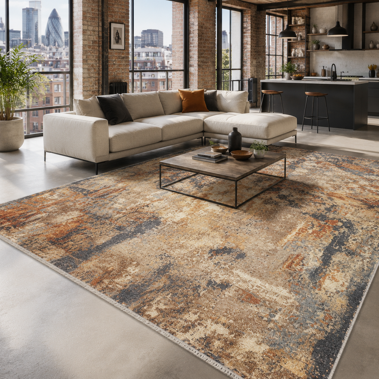 RW7157 washable chenille rug texture and pattern detail