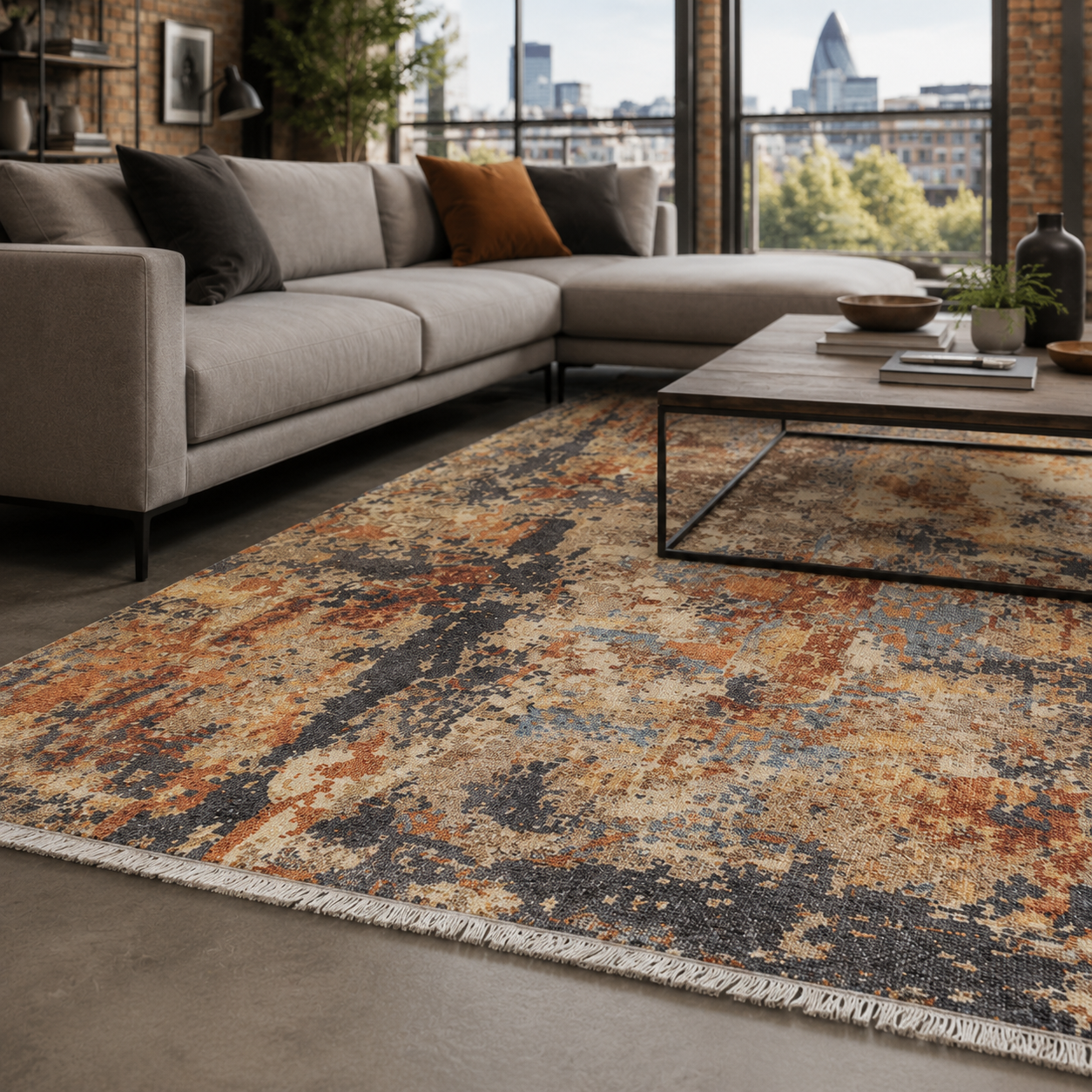 RW7157 washable chenille rug texture and pattern detail