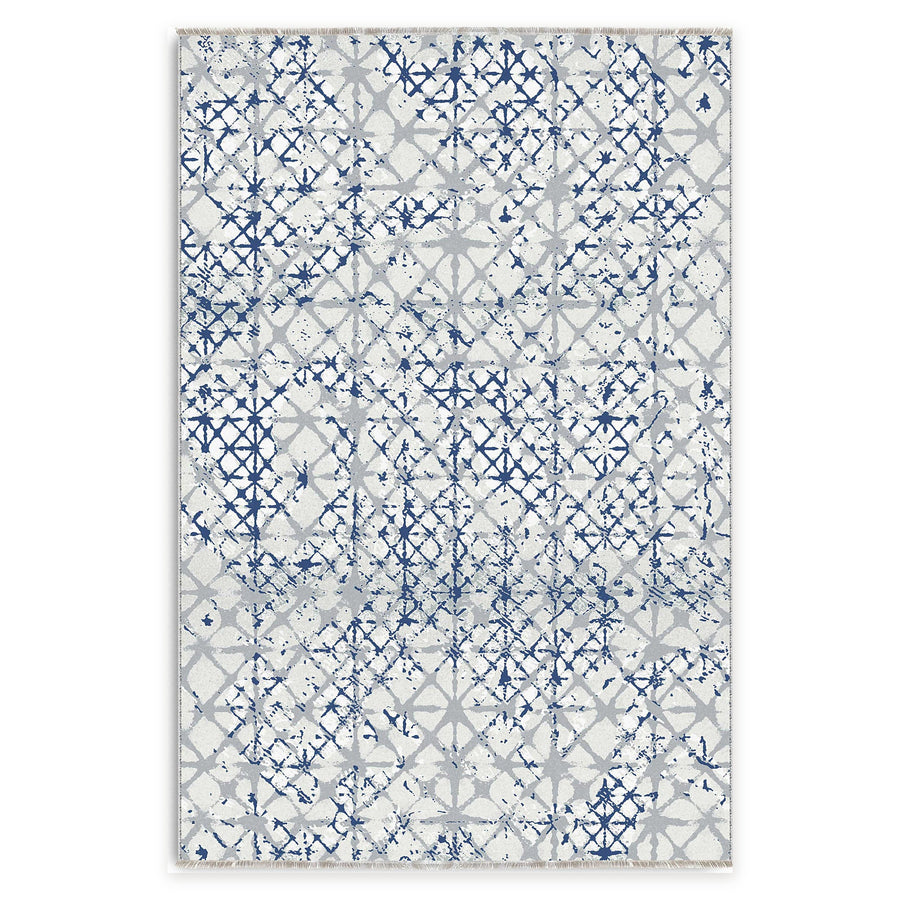 Griechische Mäander Indigo Geometrischer Waschbarer Teppich