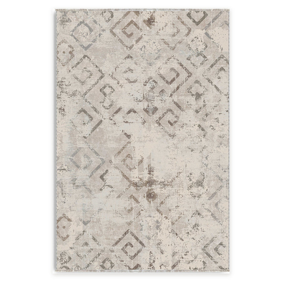 Trellis Taupe Geometrischer waschbarer Teppich