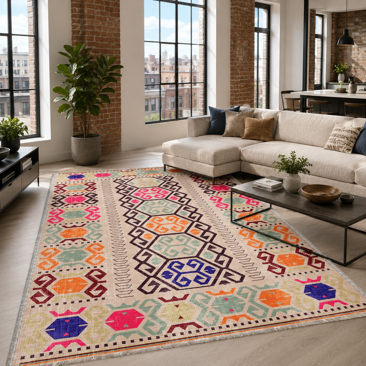 RW7162 washable chenille rug texture and pattern detail