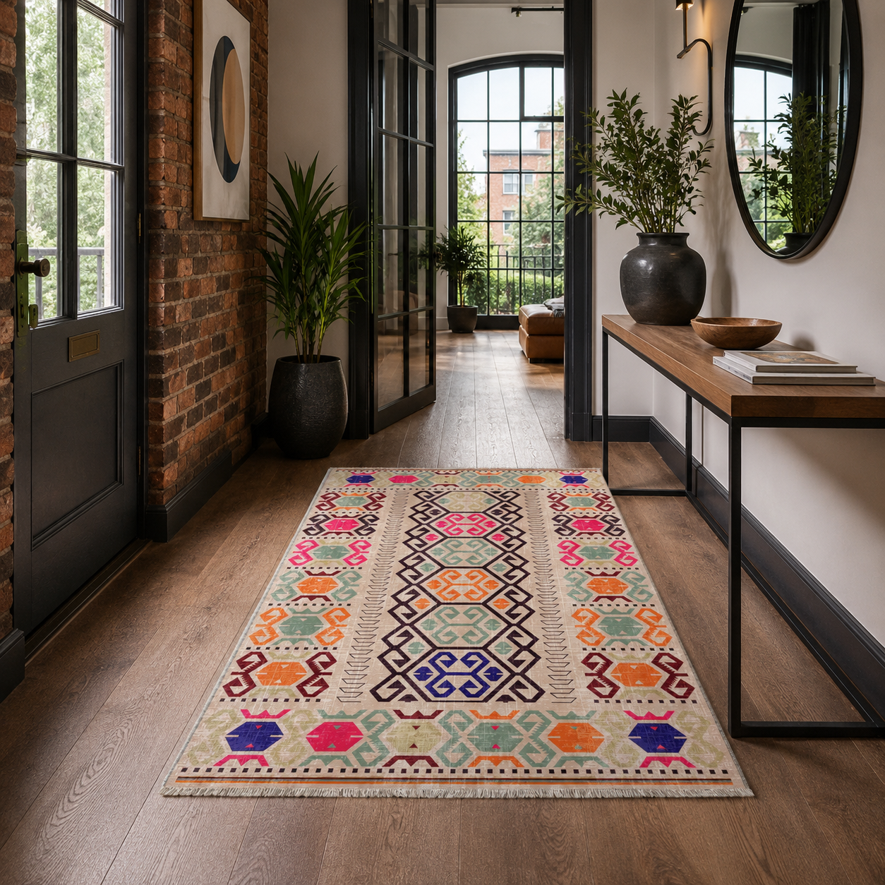 RW7162 washable chenille rug texture and pattern detail