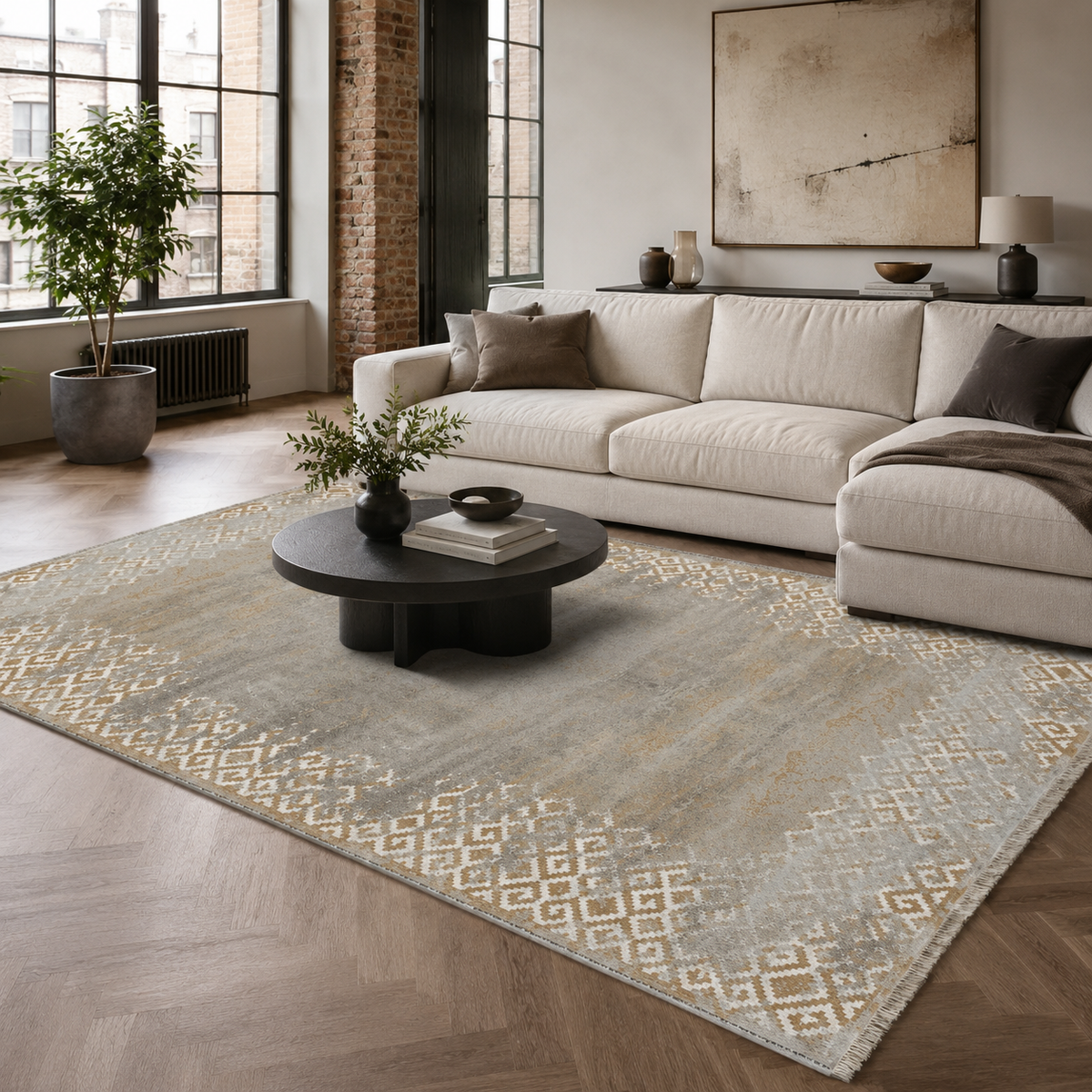 RW7163 washable chenille rug texture and pattern detail