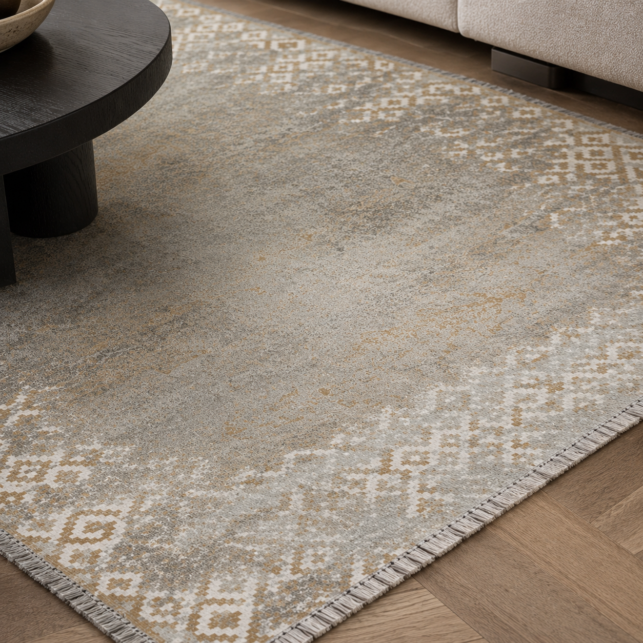 RW7163 washable chenille rug texture and pattern detail