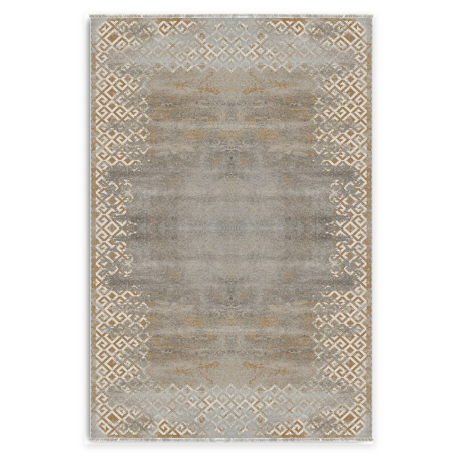 Durchbrochener ockerfarbener geometrischer waschbarer Teppich