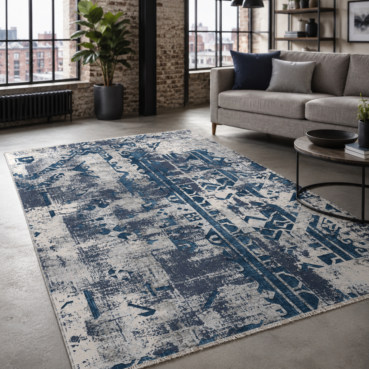 RW7164 washable chenille rug texture and pattern detail