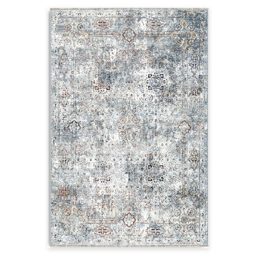 Evening Heritage Indigo Blue Washable Rug