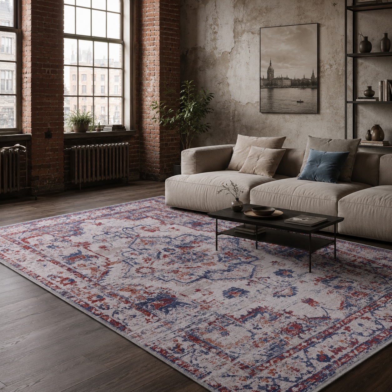 RWDV1001 washable chenille rug texture and pattern detail
