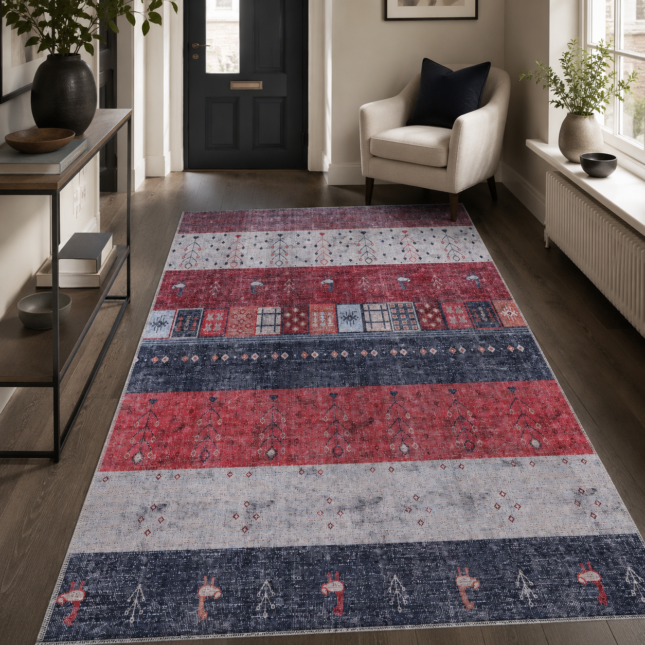 RWDV1005 washable chenille rug texture and pattern detail