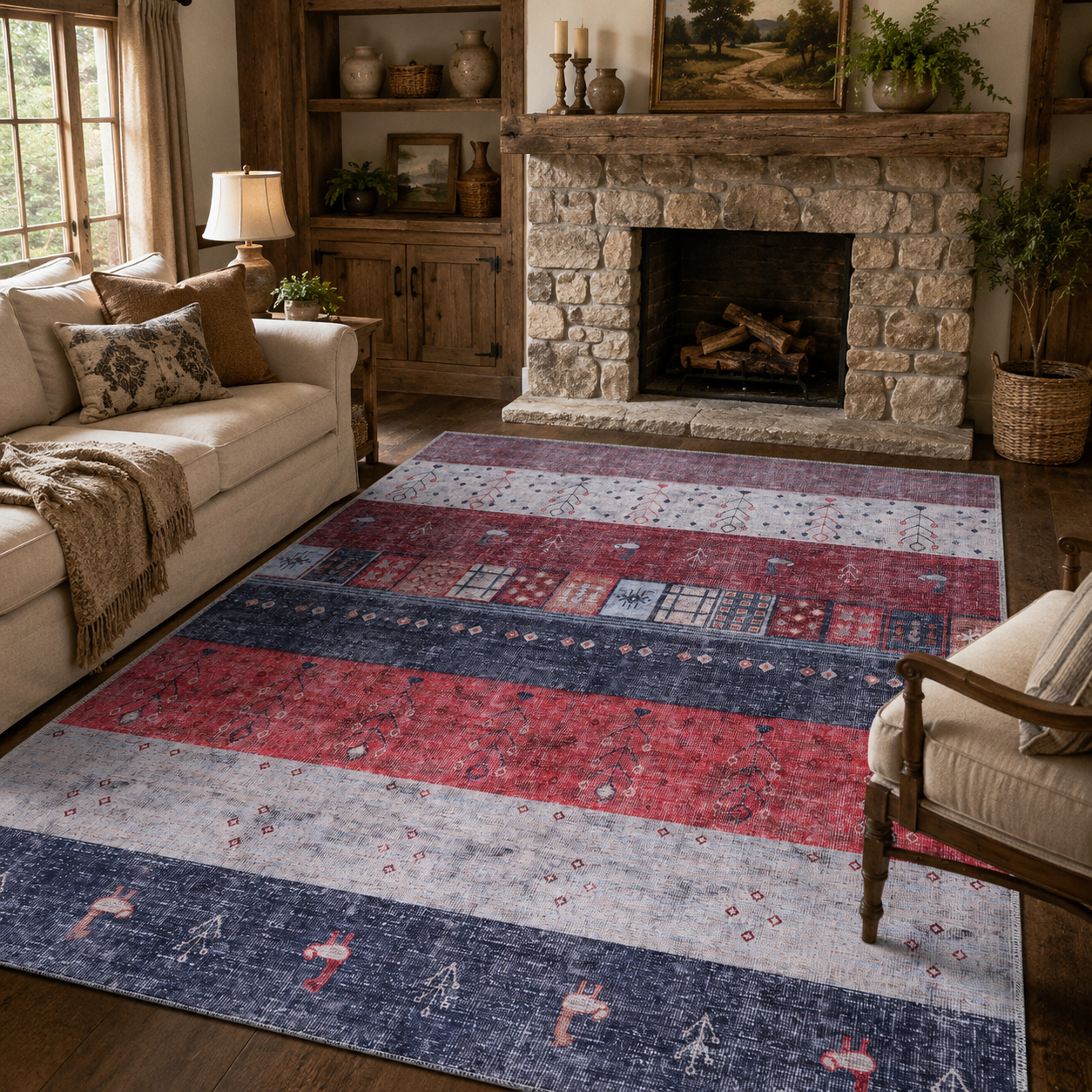 RWDV1005 washable chenille rug texture and pattern detail