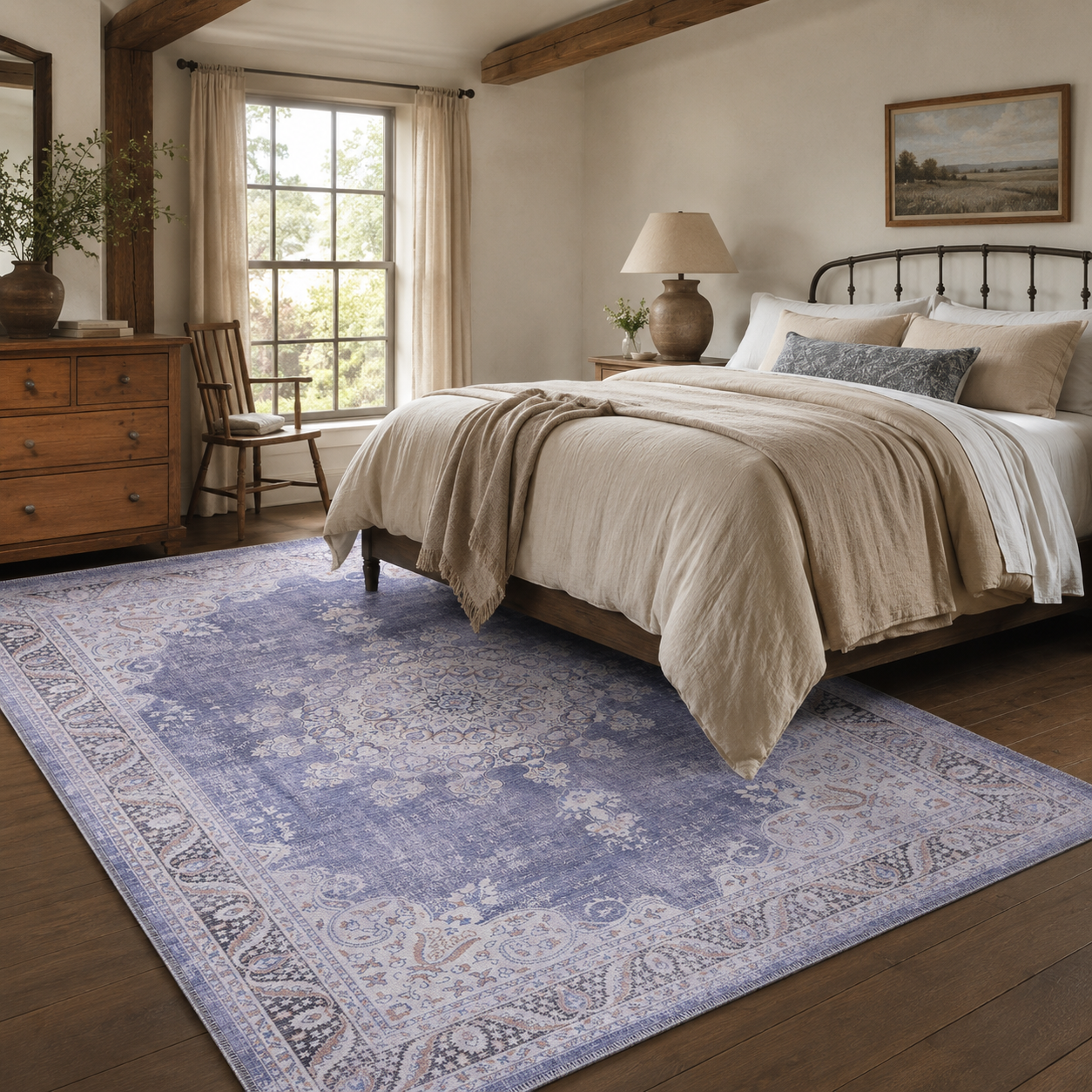 RWDV1007 washable chenille area rug, room scene