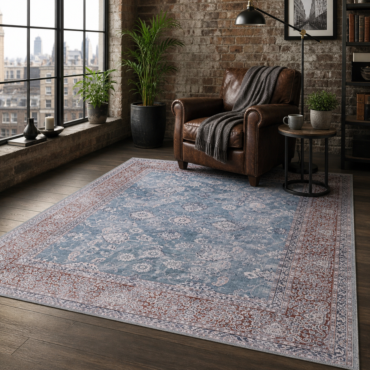 RWDV1009 washable chenille area rug, room scene