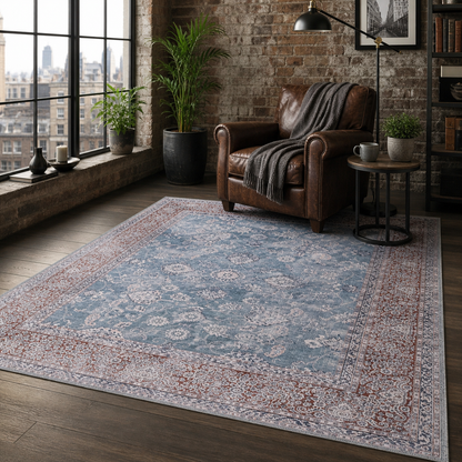RWDV1009 washable chenille area rug, room scene