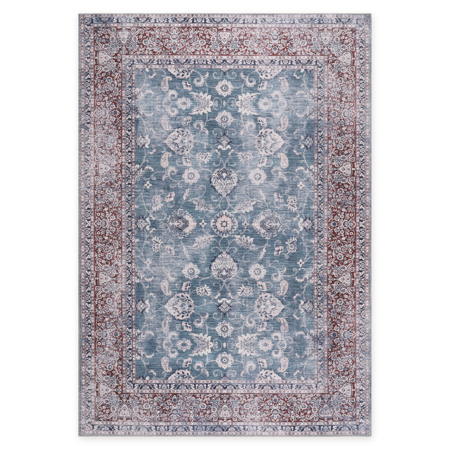 Linked Patina Navy Blue Vintage Washable Rug