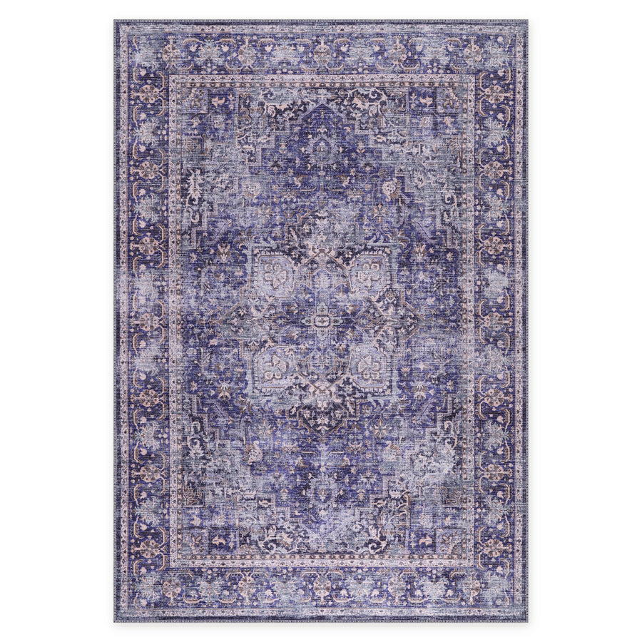 Linked Patina Indigo Blue Vintage Washable Rug